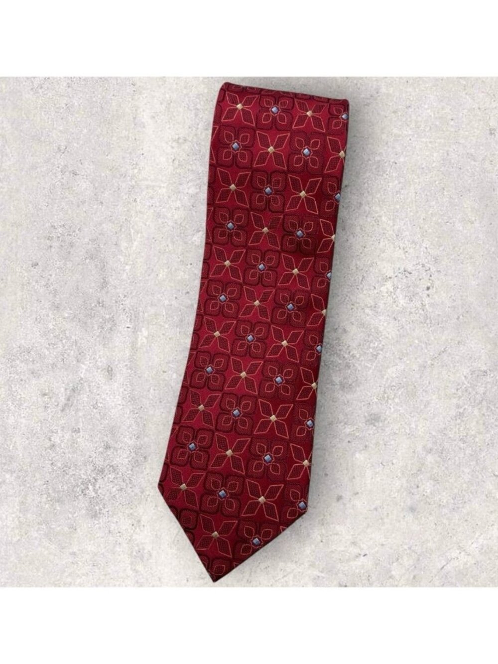 NEW ERMENEGILDO ZEGNA Silk Tie ITALY Burgundy Blue Beige Floral W:3.7"